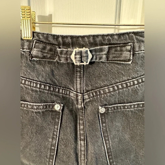 WE THE FREE PEOPLE Blk Rugged Aline Denim Button Fly Raw Hem Mini Jean Skirt 27 - Picture 11 of 11